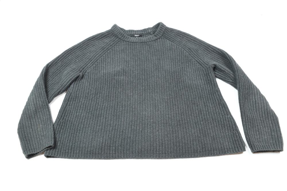 Quince Fisherman Crew Neck Sweater Womens Large Charcoal Crew Neck Cotton